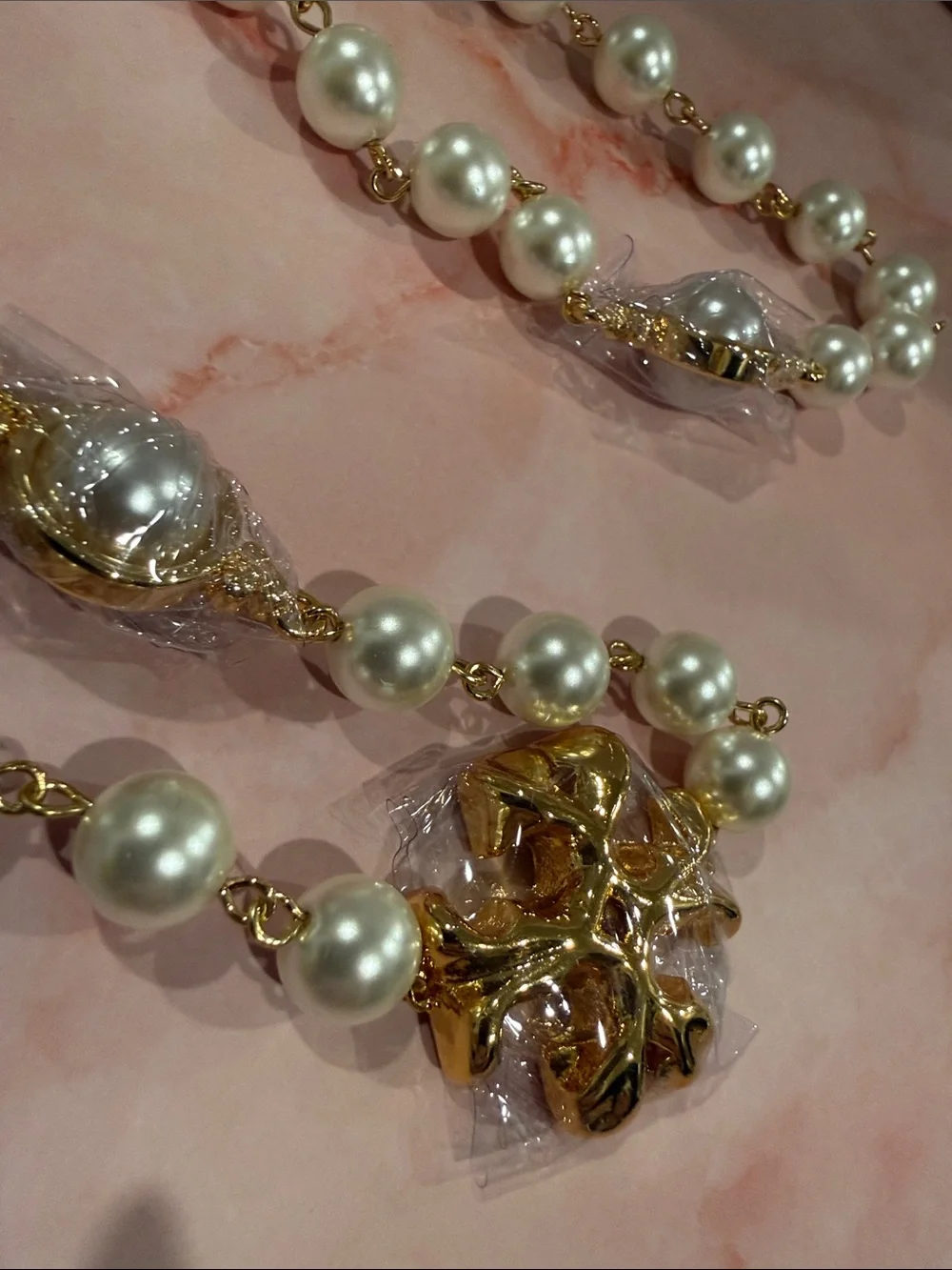 Tory Burch | Pearl and Gold Plated Statement Long Necklace | Ivory Pearls